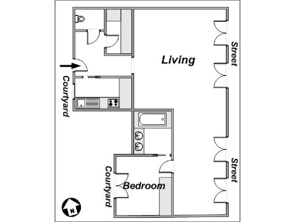 Paris 1 Bedroom apartment - layout 