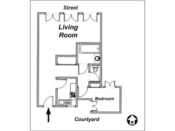 Paris T2 appartements location vacances - plan schématique (PA-421) Paris T2 appartements location vacances - plan schématique (PA-421)