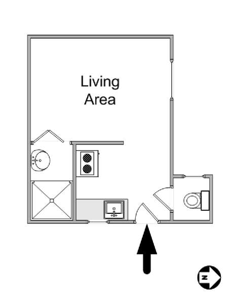 Paris Studio T1 logement location appartement - plan schématique  (PA-493)