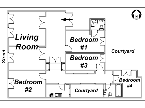 Paris 4 Bedroom accommodation - layout 