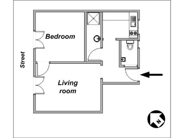 Paris 2 Zimmer wohnungsvermietung - layout  (PA-588)