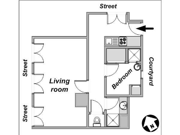 Par&iacute;s 1 Dormitorio apartamento - esquema  (PA-624)