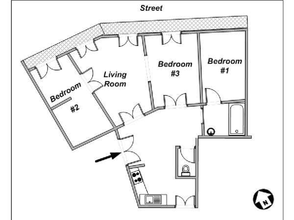 Paris 2 Bedrooms accommodation - layout 