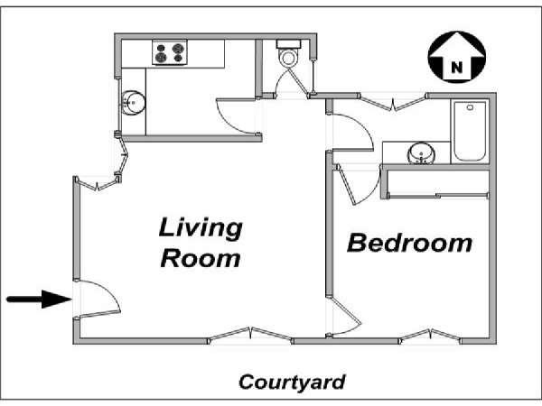 Paris 1 Bedroom accommodation - layout (PA-684) Paris 1 Bedroom accommodation - layout (PA-684)
