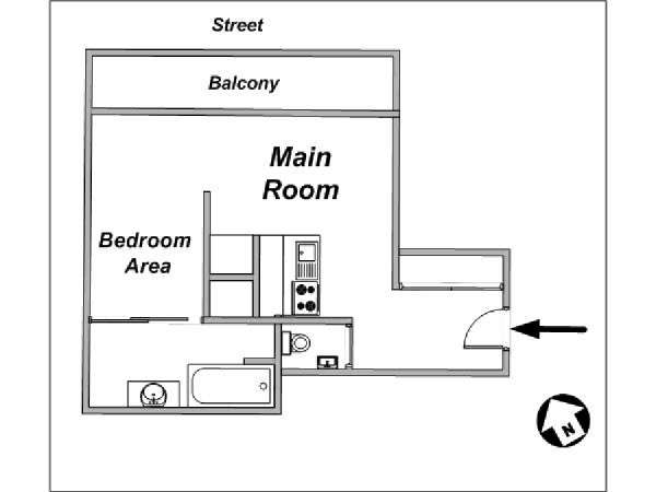 Parigi Monolocale appartamento casa vacanze - layout Parigi Monolocale appartamento casa vacanze - layout