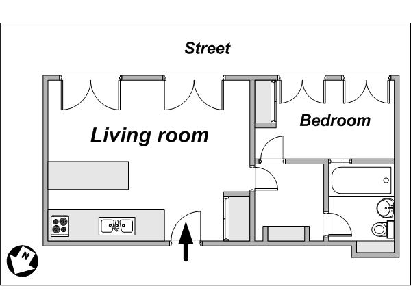Paris 2 Zimmer wohnungsvermietung - layout (PA-764) Paris 2 Zimmer wohnungsvermietung - layout (PA-764)