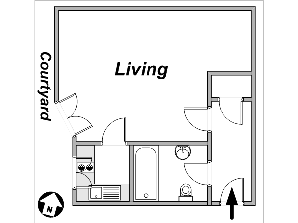 Paris Studio accommodation - layout Paris Studio accommodation - layout