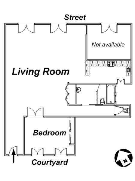 Paris 1 Bedroom apartment - apartment layout  (PA-877)