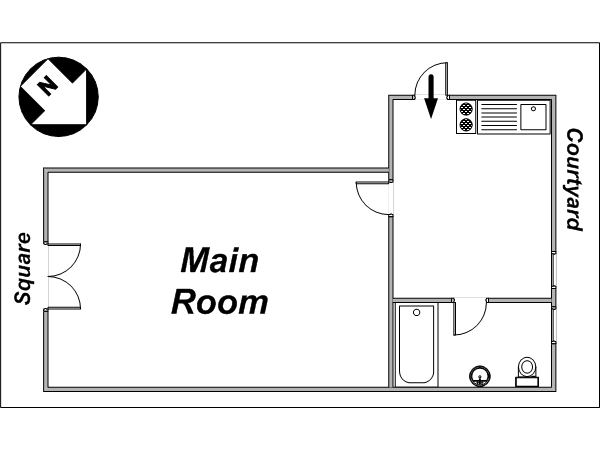 Paris Studio mit Alkoven ferienwohnung - layout  (PA-878)