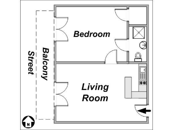 Par&iacute;s 1 Dormitorio apartamento - esquema 