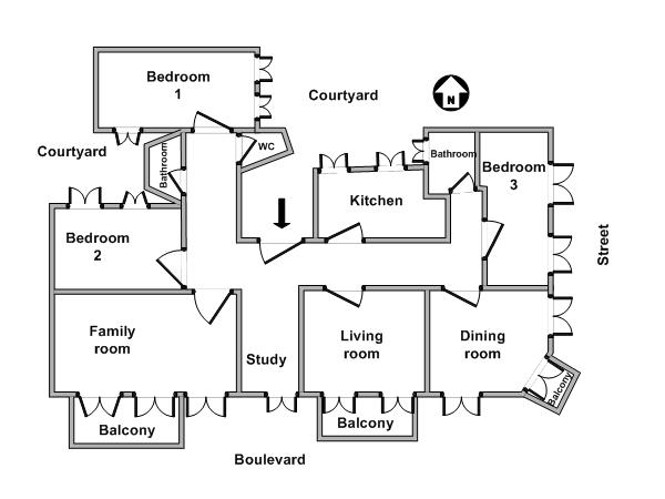 Parigi 3 Camere appartamento - layout  (PA-905)