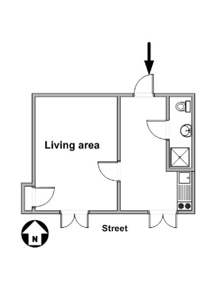 Paris Studio T1 logement location appartement - plan schématique  (PA-925)