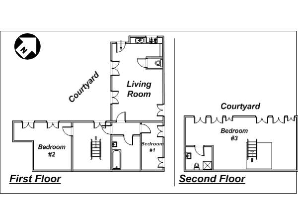 Paris 3 Bedroom - Duplex accommodation - layout  (PA-927)
