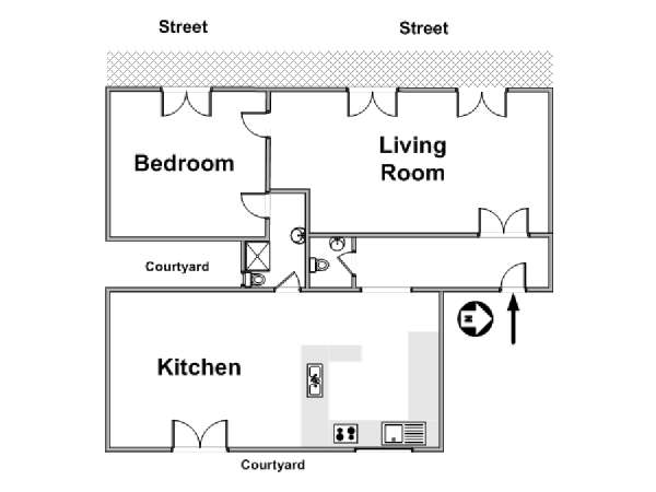 Paris 1 Bedroom apartment - layout 