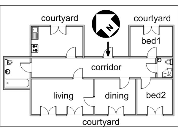 Paris 2 Bedrooms accommodation - layout Paris 2 Bedrooms accommodation - layout