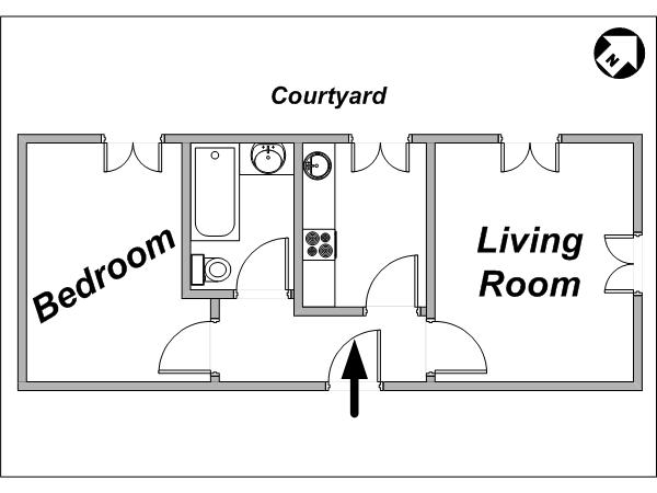 Par&iacute;s 1 Dormitorio alojamiento - esquema 