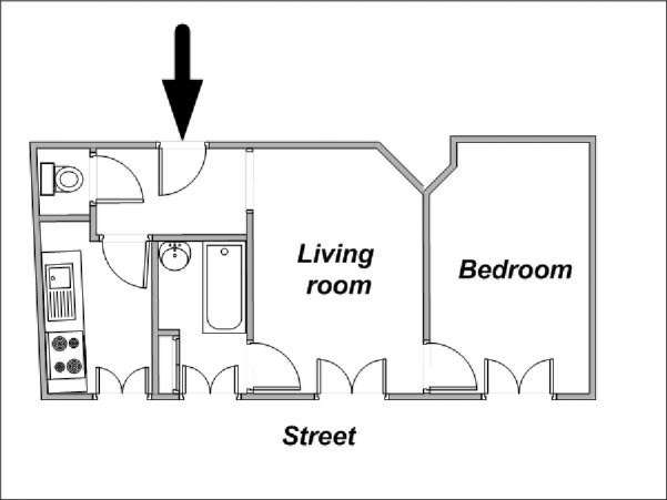 Paris 1 Bedroom apartment - apartment layout  (PA-1112)