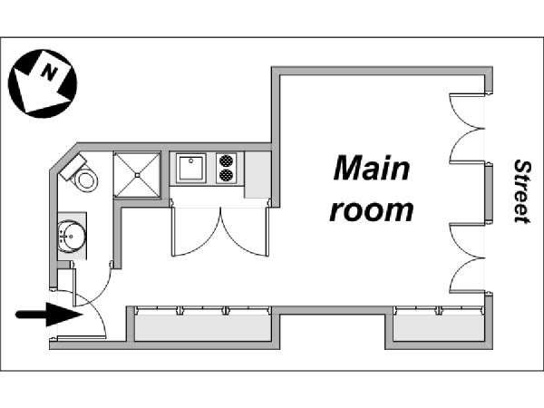 Paris Studio apartment - apartment layout  (PA-1210)