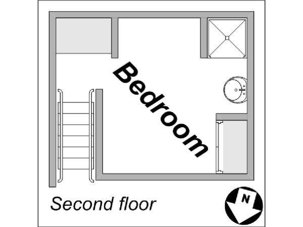 Parigi 1 Camera da letto - Duplex appartamento - piantina approssimativa dell' appartamento 2 (PA-1217)