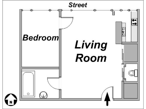 Paris 1 Bedroom apartment - apartment layout  (PA-1293)