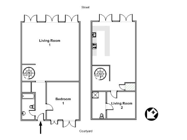 Paris 1 Bedroom - Duplex apartment - layout  (PA-1310)