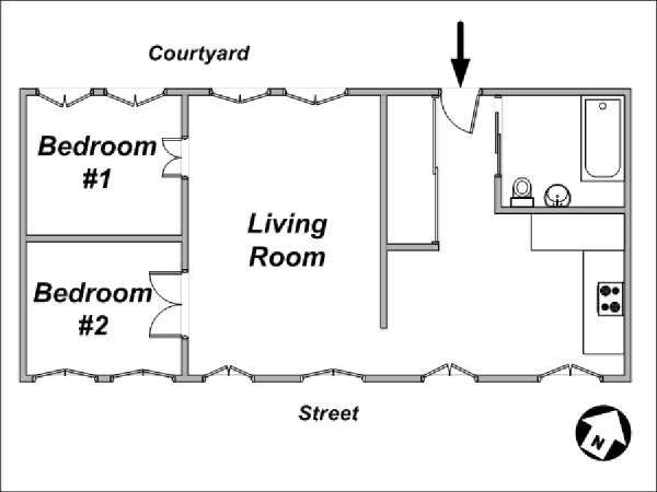 Paris 2 Bedroom apartment - apartment layout  (PA-1344)