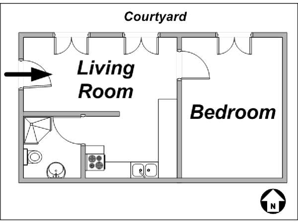 Paris 1 Bedroom apartment - layout 