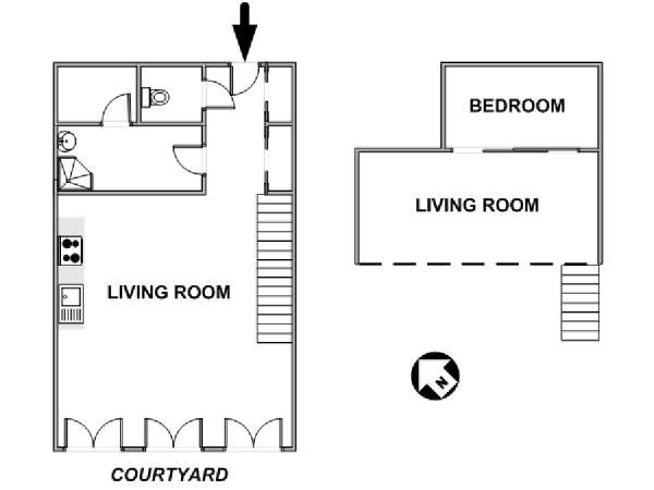 Parigi 1 Camera - Loft - Triplex appartamento casa vacanze - layout Parigi 1 Camera - Loft - Triplex appartamento casa vacanze - layout