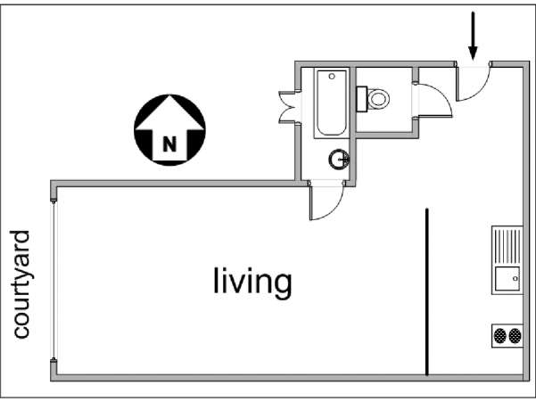 Paris Studio/T1 appartements location vacances - plan sch&eacute;matique  (PA-1399)