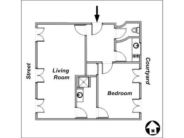 Parigi 1 Camera appartamento casa vacanze - layout 