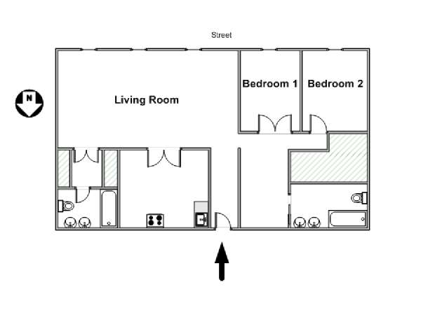 Parigi 2 Camere da letto appartamento - piantina approssimativa dell' appartamento  (PA-1460)