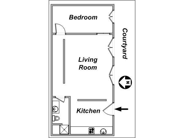 Paris T2 appartements location vacances - plan schématique Paris T2 appartements location vacances - plan schématique