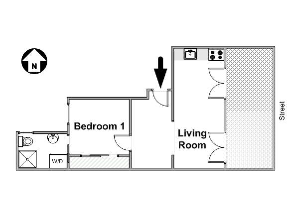 Parigi 1 Camera da letto appartamento - piantina approssimativa dell' appartamento  (PA-1489)