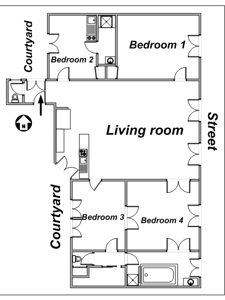 Paris 4 Bedrooms apartment - layout Paris 4 Bedrooms apartment - layout