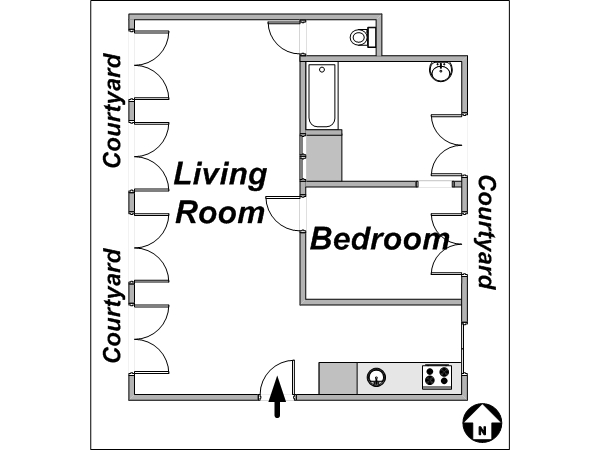 Paris T2 appartements location vacances - plan schématique Paris T2 appartements location vacances - plan schématique