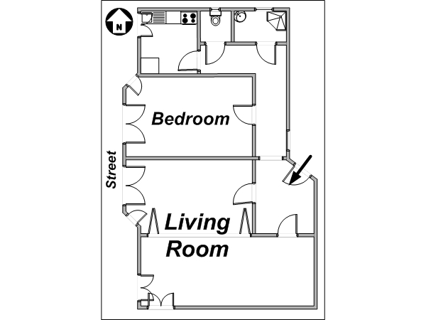 Paris T2 appartement location vacances - plan schématique (PA-1584) Paris T2 appartement location vacances - plan schématique (PA-1584)