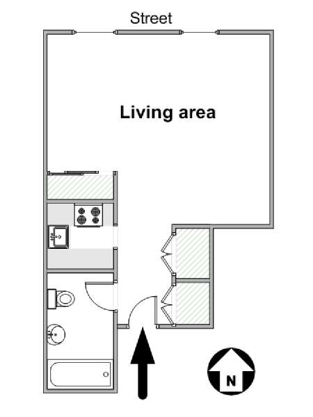Paris Studio T1 logement location appartement - plan schématique  (PA-1589)