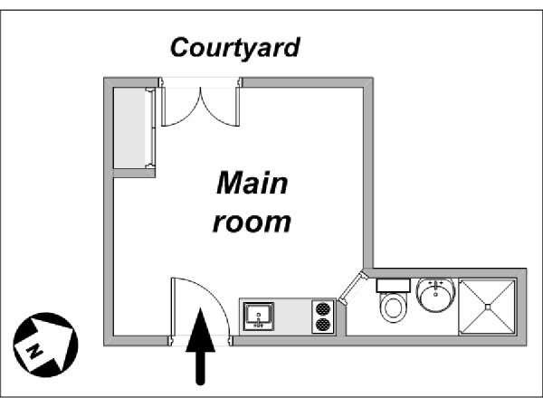 Paris Studio accommodation - layout  (PA-1612)