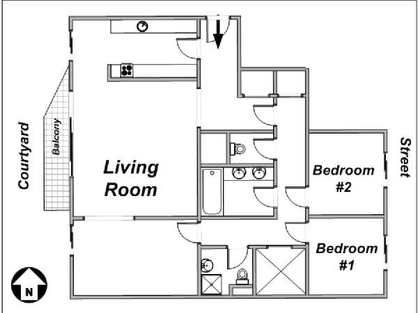 Paris 4 Zimmer ferienwohnung - layout  (PA-1659)