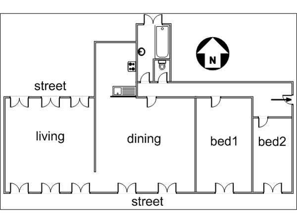 Paris 2 Bedroom apartment - layout  (PA-1669)