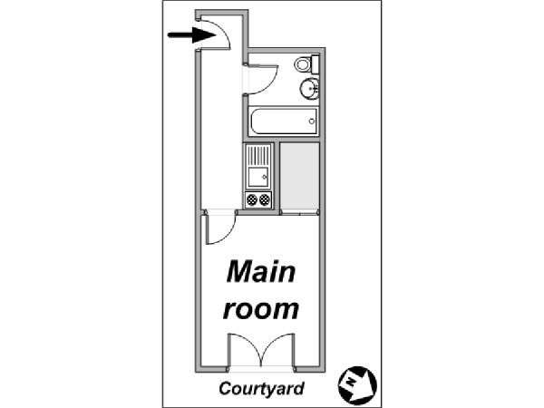 Paris Studio/T1 logements location appartements - plan sch&eacute;matique  (PA-1693)