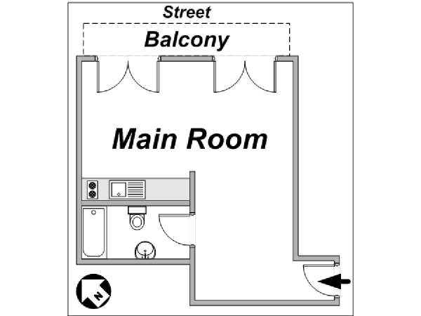 Parigi Monolocale appartamento - layout Parigi Monolocale appartamento - layout