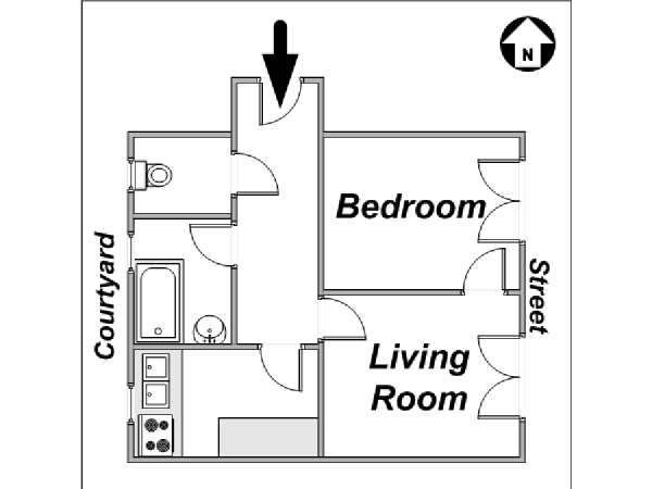 Paris 2 Zimmer ferienwohnung - layout  (PA-1737)