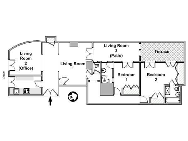 Paris 2 Bedroom apartment - layout  (PA-1754)