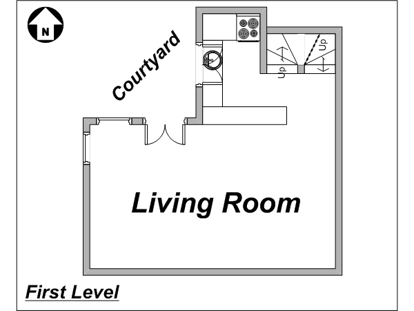 Par&iacute;s 2 Dormitorios - Tr&iacute;plex apartamento - esquema 1 (PA-1799)
