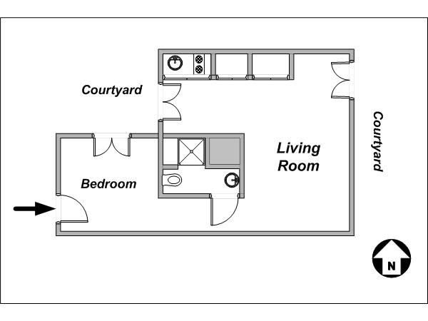 Paris 1 Bedroom accommodation - layout 