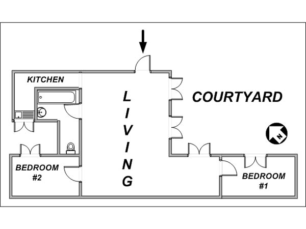 Paris T3 logements location appartements - plan sch&eacute;matique 