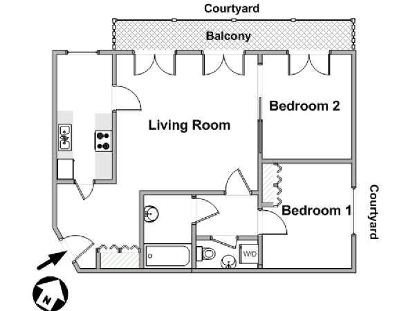 Paris T3 appartements location vacances - plan schématique Paris T3 appartements location vacances - plan schématique