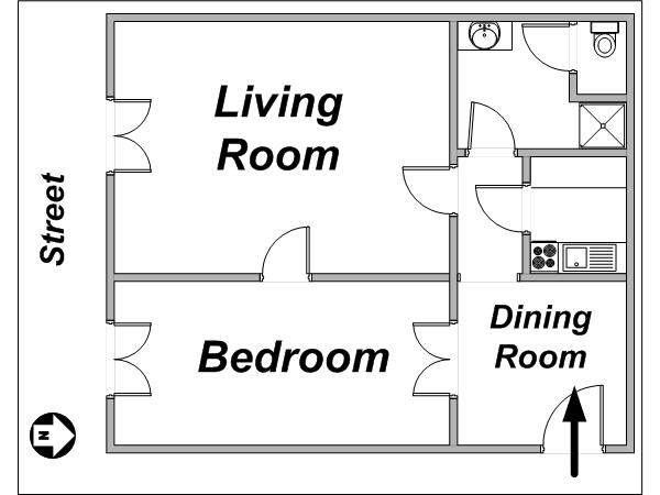 Paris 1 Bedroom apartment - layout Paris 1 Bedroom apartment - layout