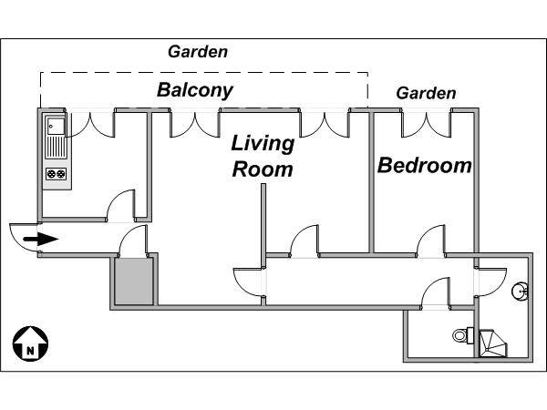Paris T2 logement location appartement - plan sch&eacute;matique  (PA-1907)